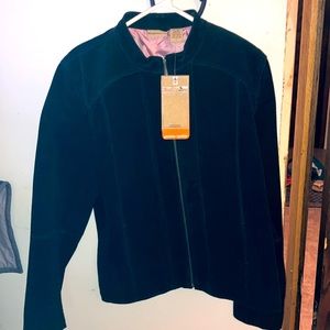 Women’s black suede jacket with tags still on, never worn!